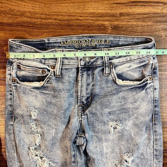 American Eagle Outfitters Next Level Flex Jeans Distressed Blue Denim Mens 30X32 - Picture 2 of 9